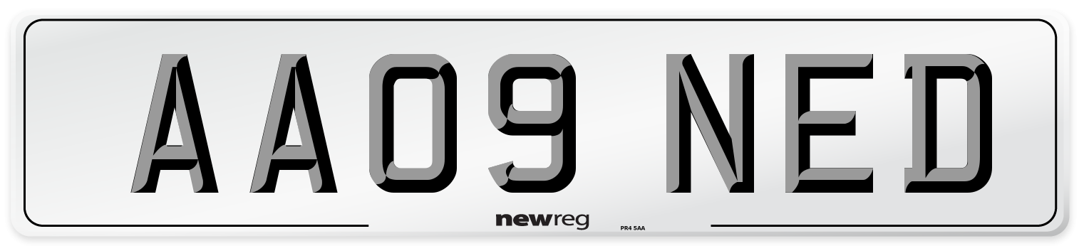 AA09 NED Number Plate from New Reg